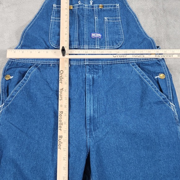 Big Smith Overalls Mens 34x32 Blue Denim Relaxed Fit Workwear Bib Utility - Picture 10 of 14